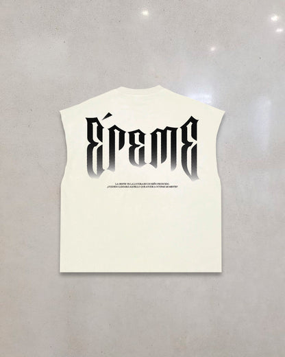 "PLEGARIA" SLEEVELESS T-SHIRT.